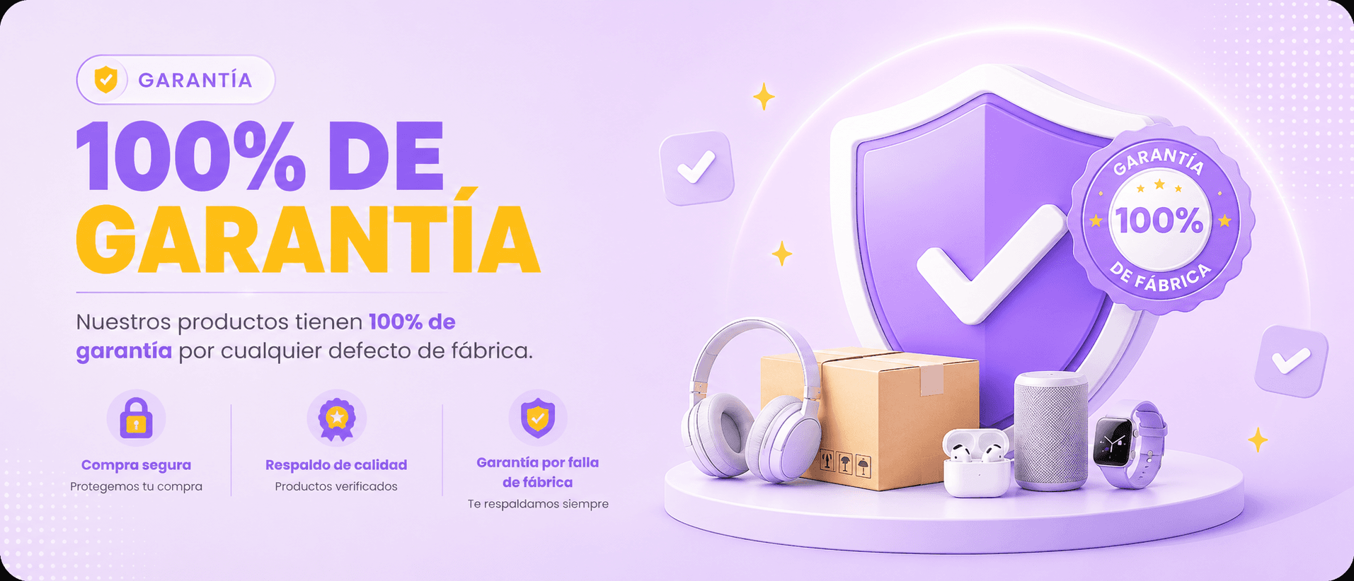 100% de garantía: nuestros productos tienen garantía por cualquier defecto de fábrica. Compra segura y productos verificados.